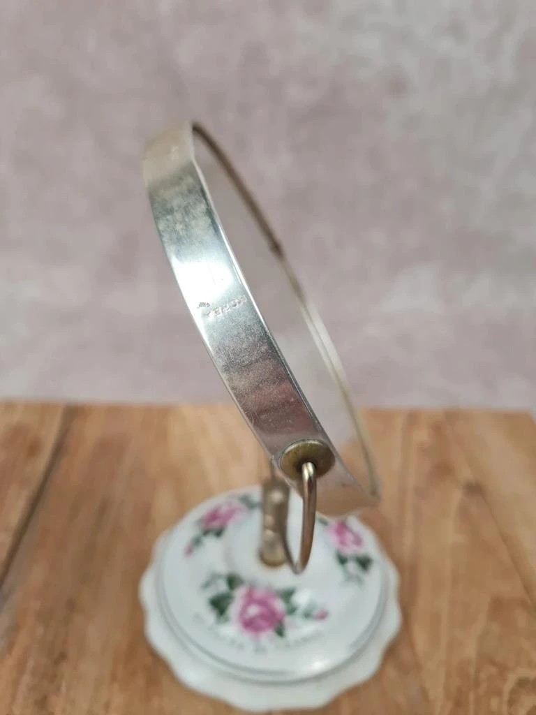 Petit espelho de mesa vintage 🌸 Bergère de France – Porcelana e latão – photo 5